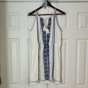 Dex Cream Halter Dress with Navy Trim